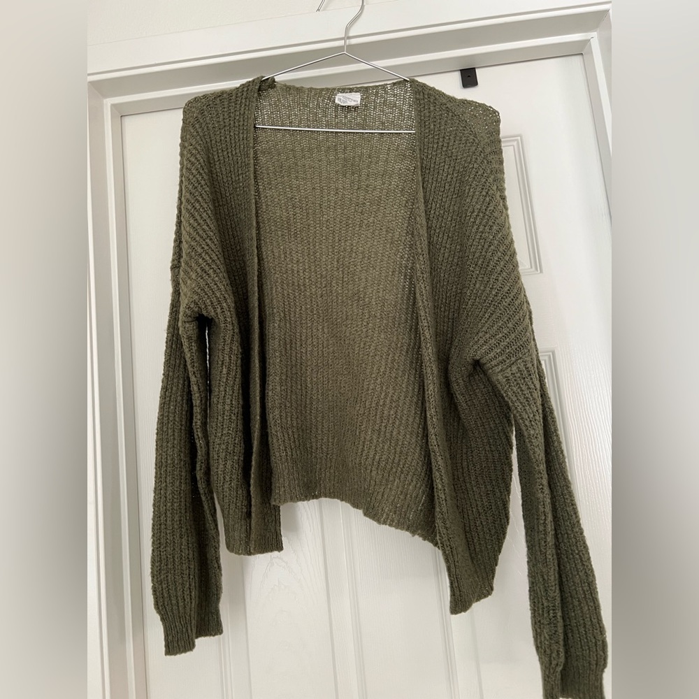 Olive green knit cardigan